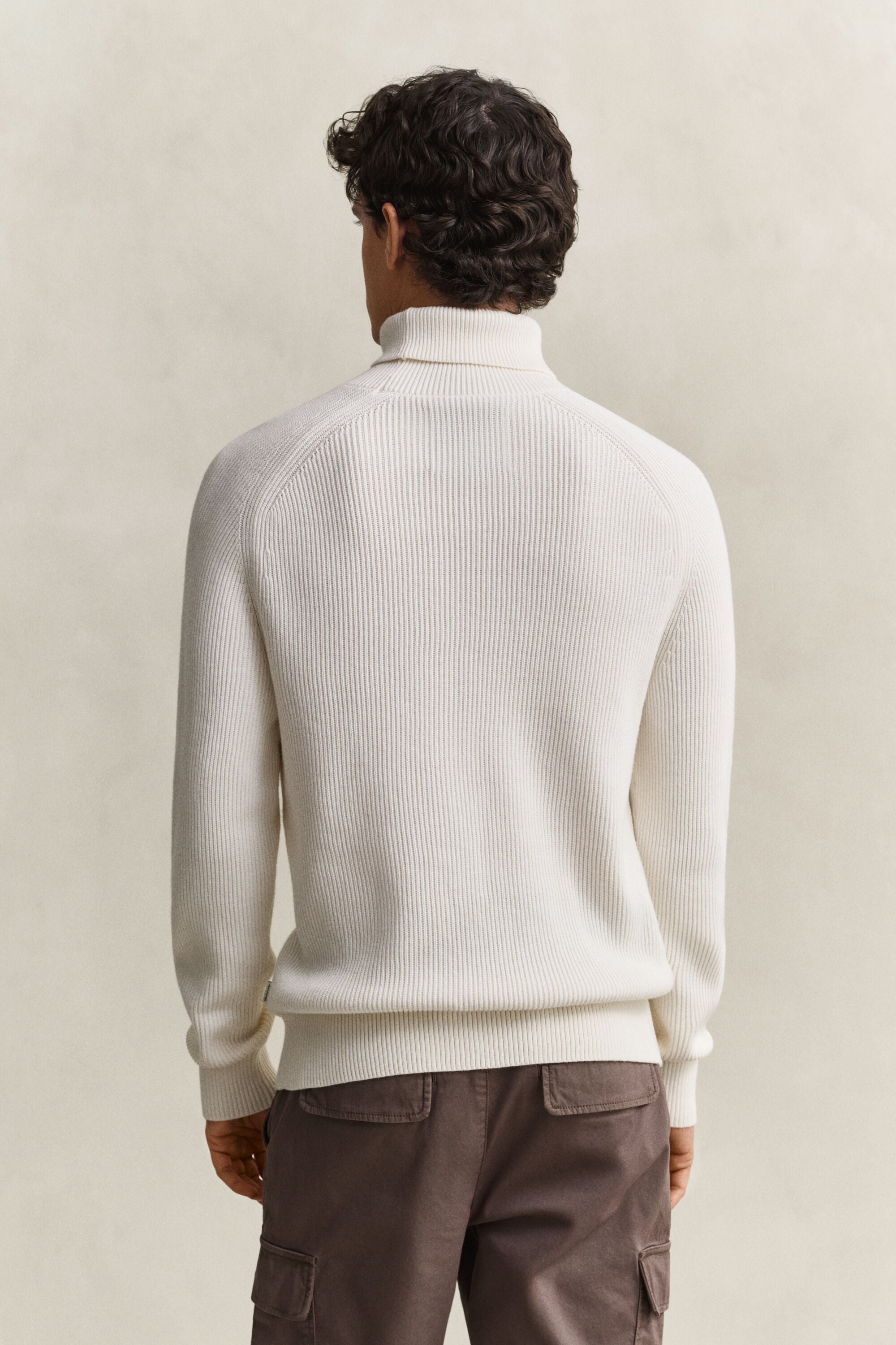 Maglia a collo alto in cotone e lana merino