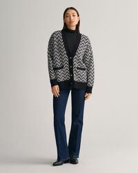 Cardigan con motivo a spina di pesce multicolore