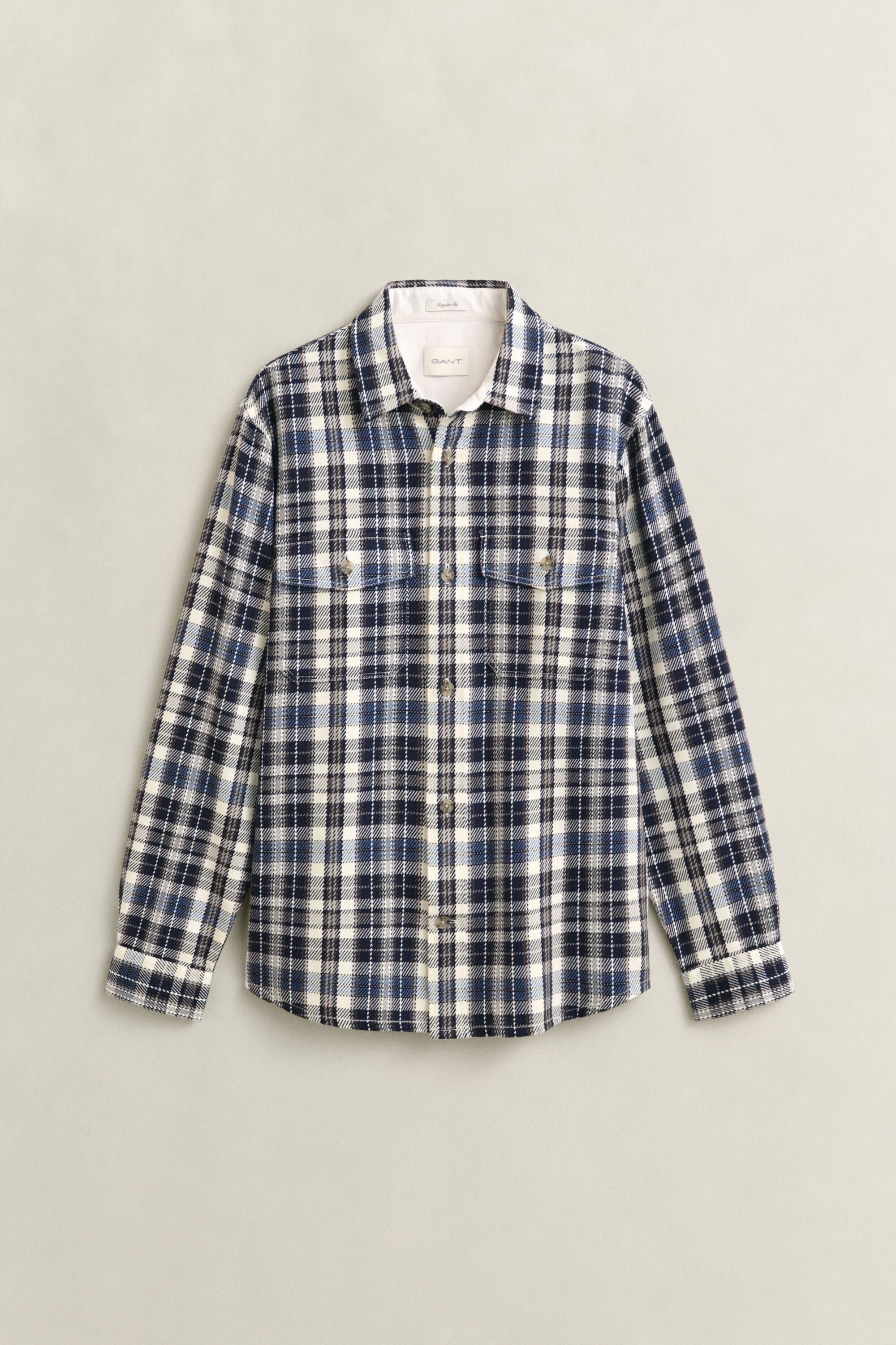 Camicia giacca a quadri in twill