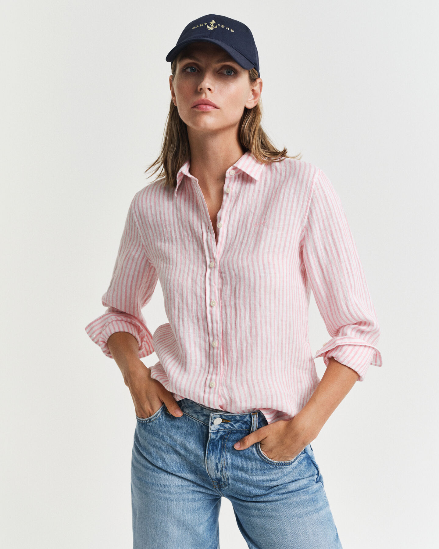 Camicia di lino a righe regular fit