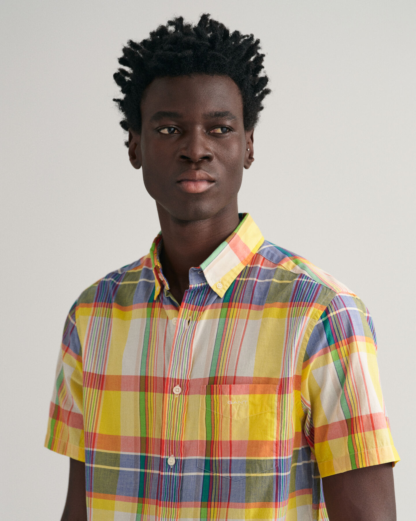 Camicia a maniche corte in madras regular fit