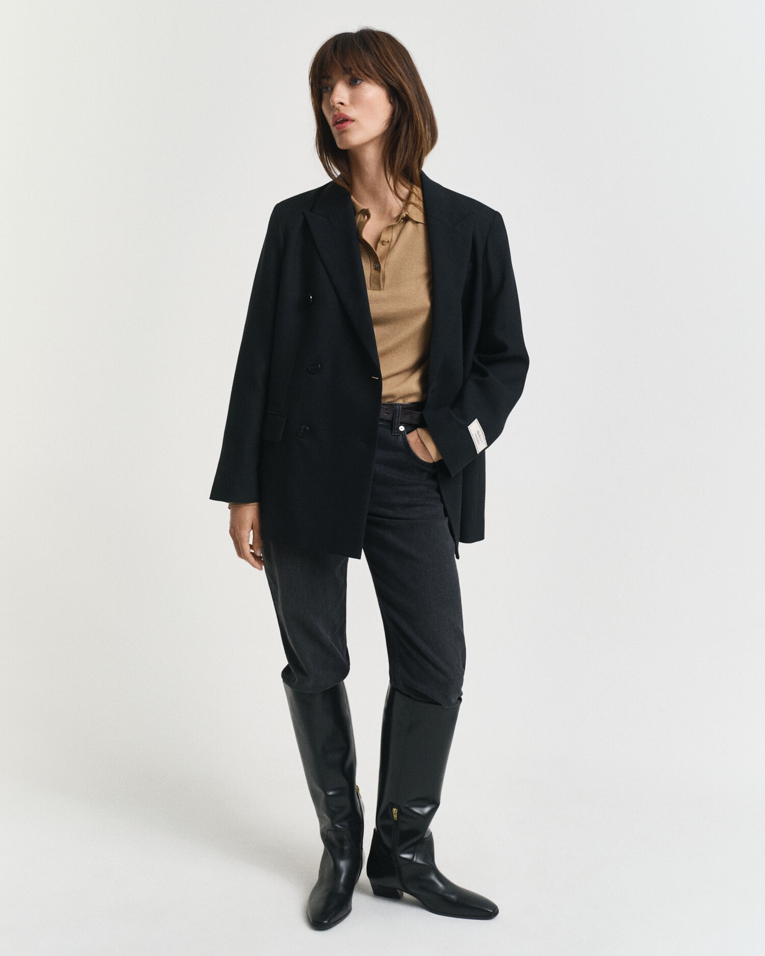 Polo a maniche lunghe con bottoni e senza cuciture