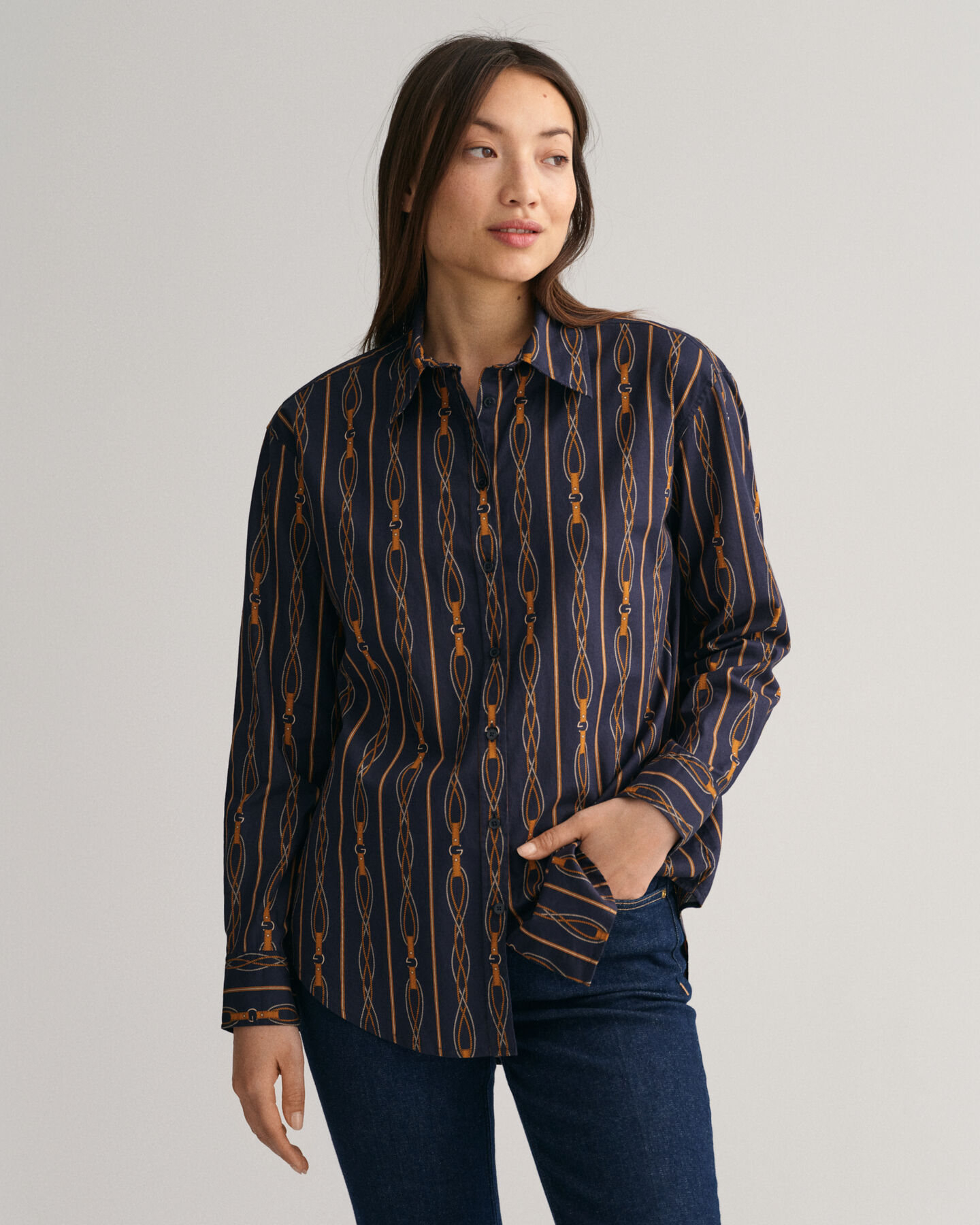 Camicia in voile di cotone Rope a righe relaxed fit