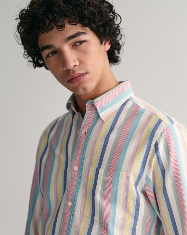 Camicia Oxford a righe multicolore regular fit