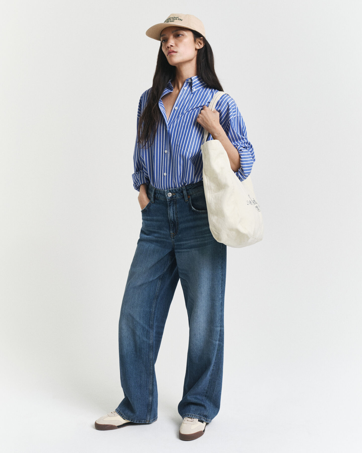 Camicia in popeline a righe oversize