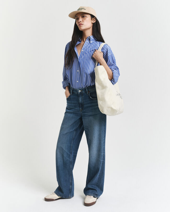 Camicia in popeline a righe oversize