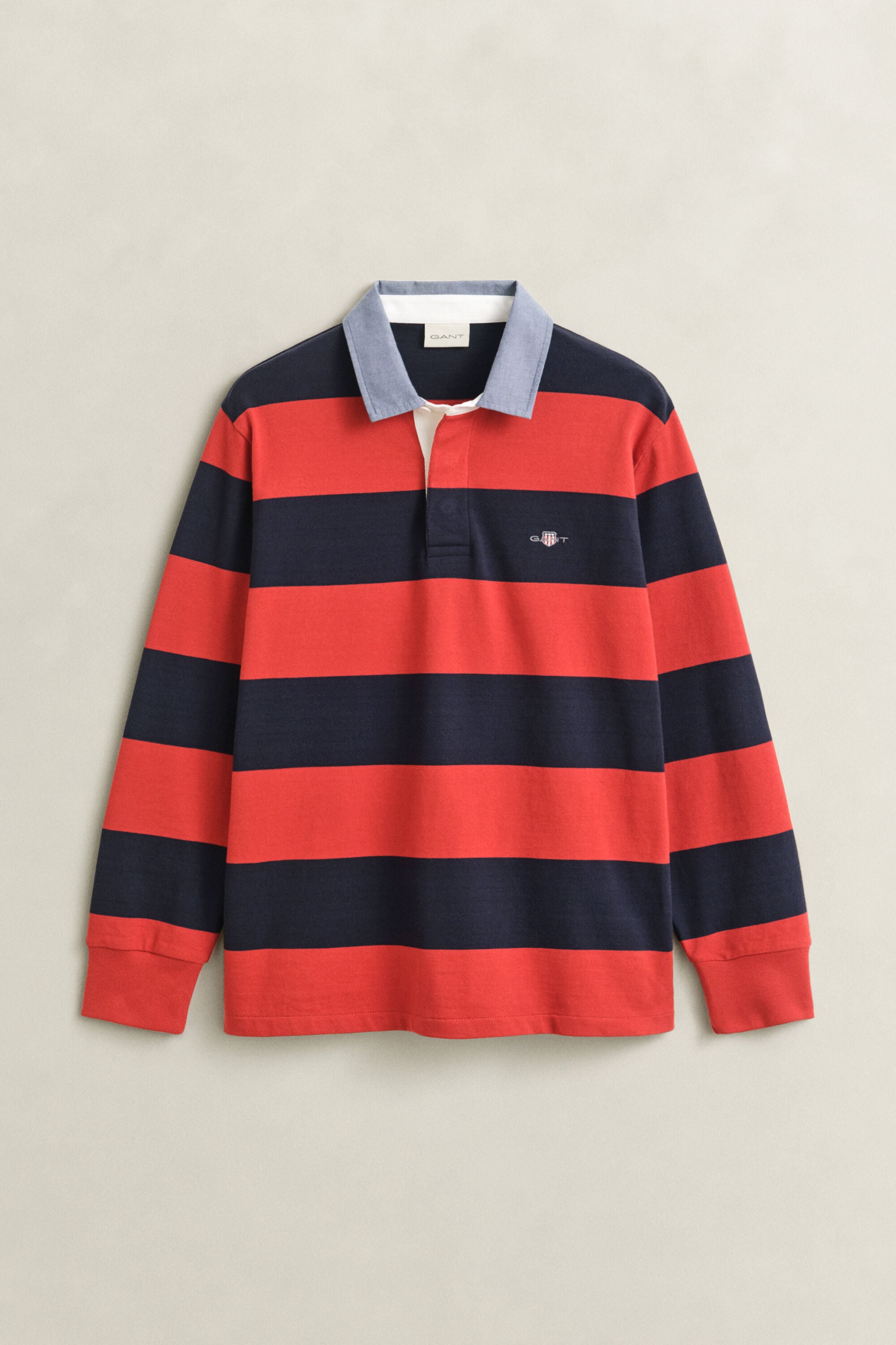 Heavy Rugger a righe con colletto in chambray