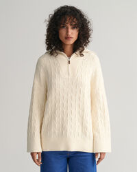 Maglia con motivo a spina di pesce con zip corta