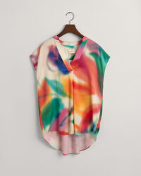 Blusa smanicata con stampa floreale