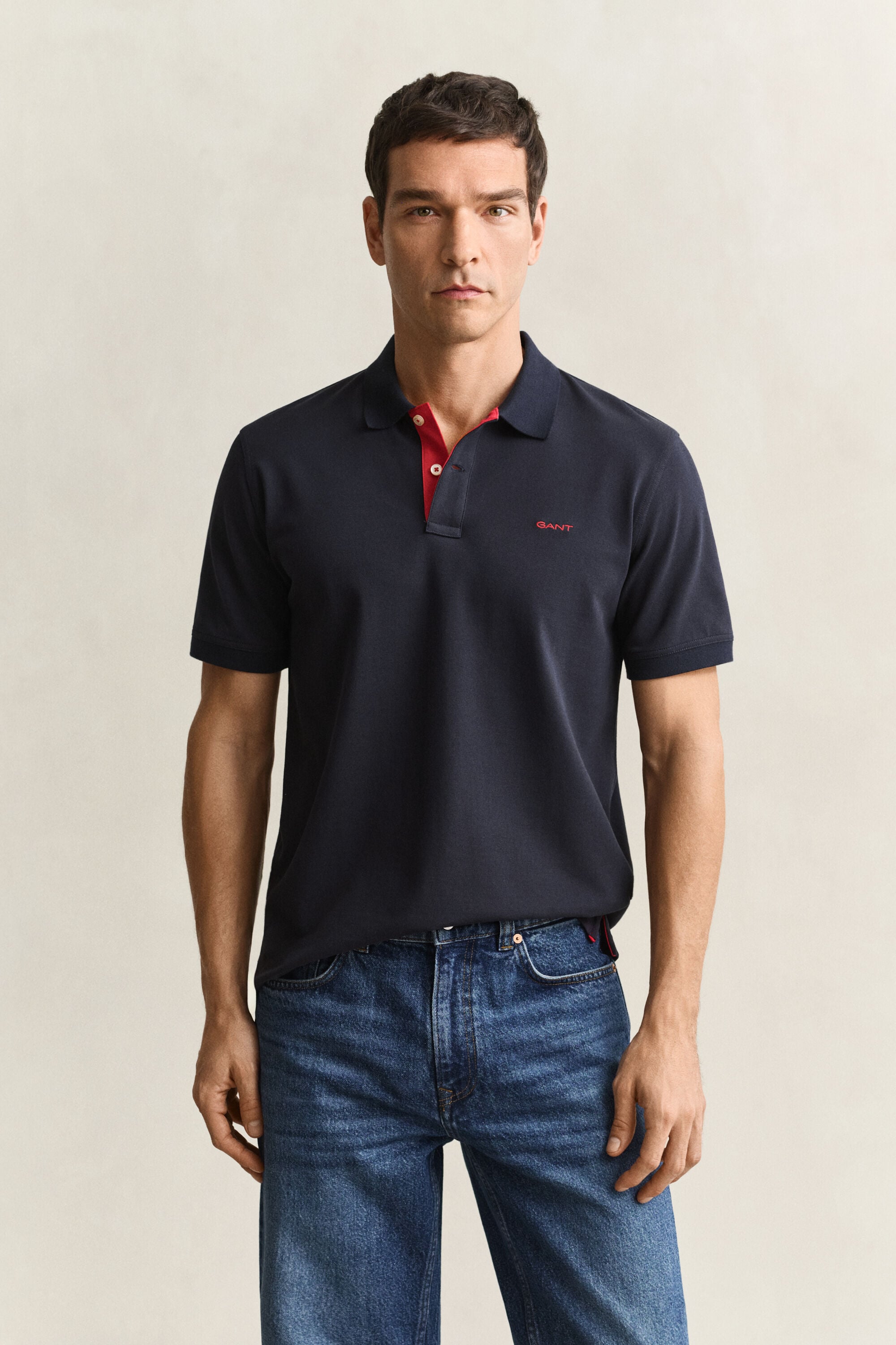 Polo in piqué a contrasto