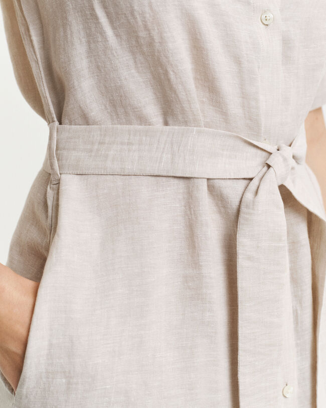 Abito chemisier in lino a maniche corte