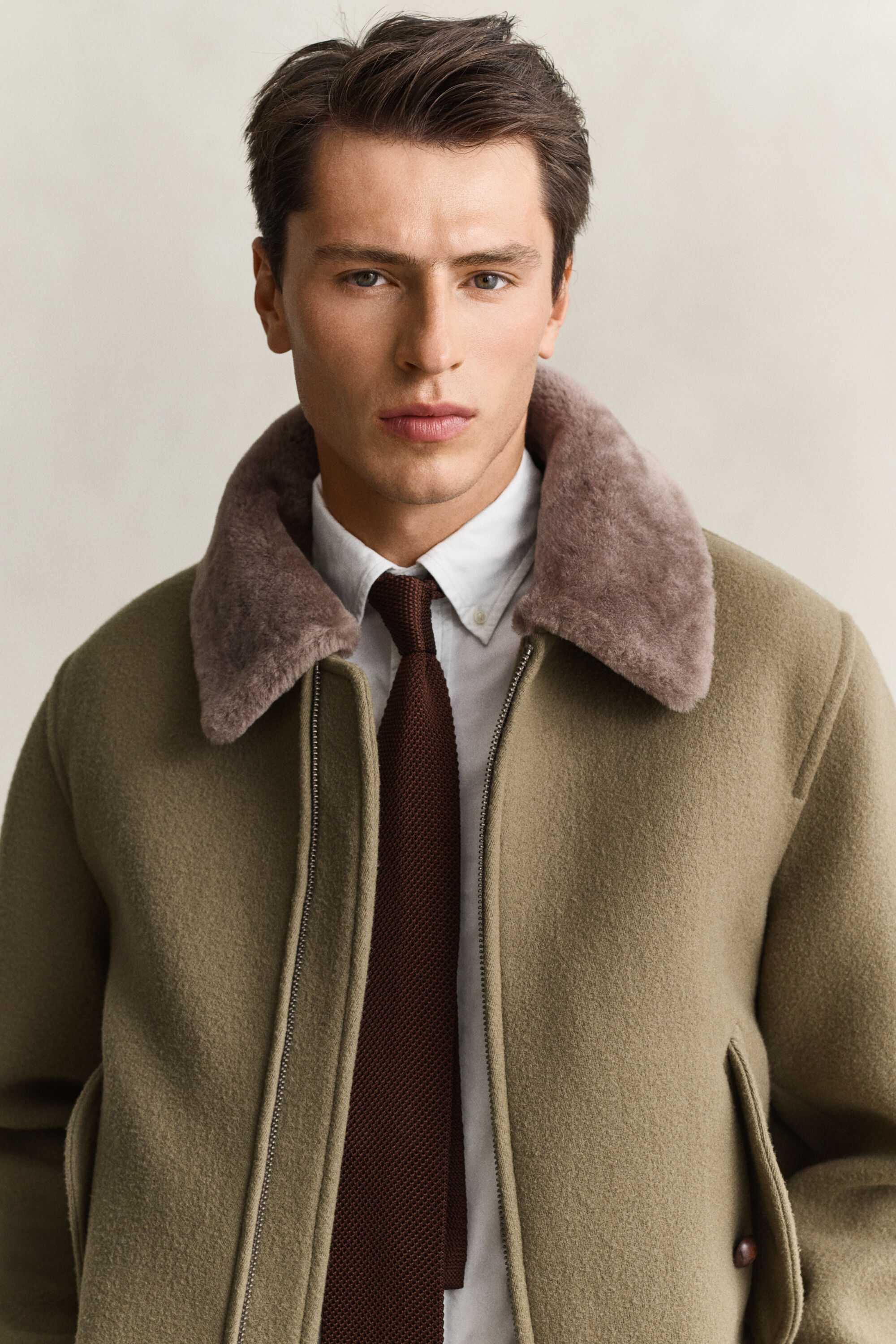 Giacca Aviator in lana e shearling