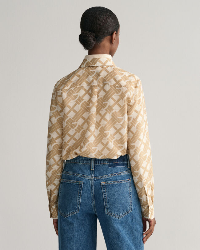 Camicia in misto cotone e seta con motivo G regular fit