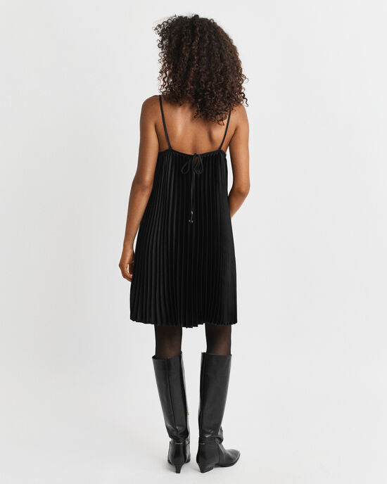 Abito mini plissettato con spalline in raso