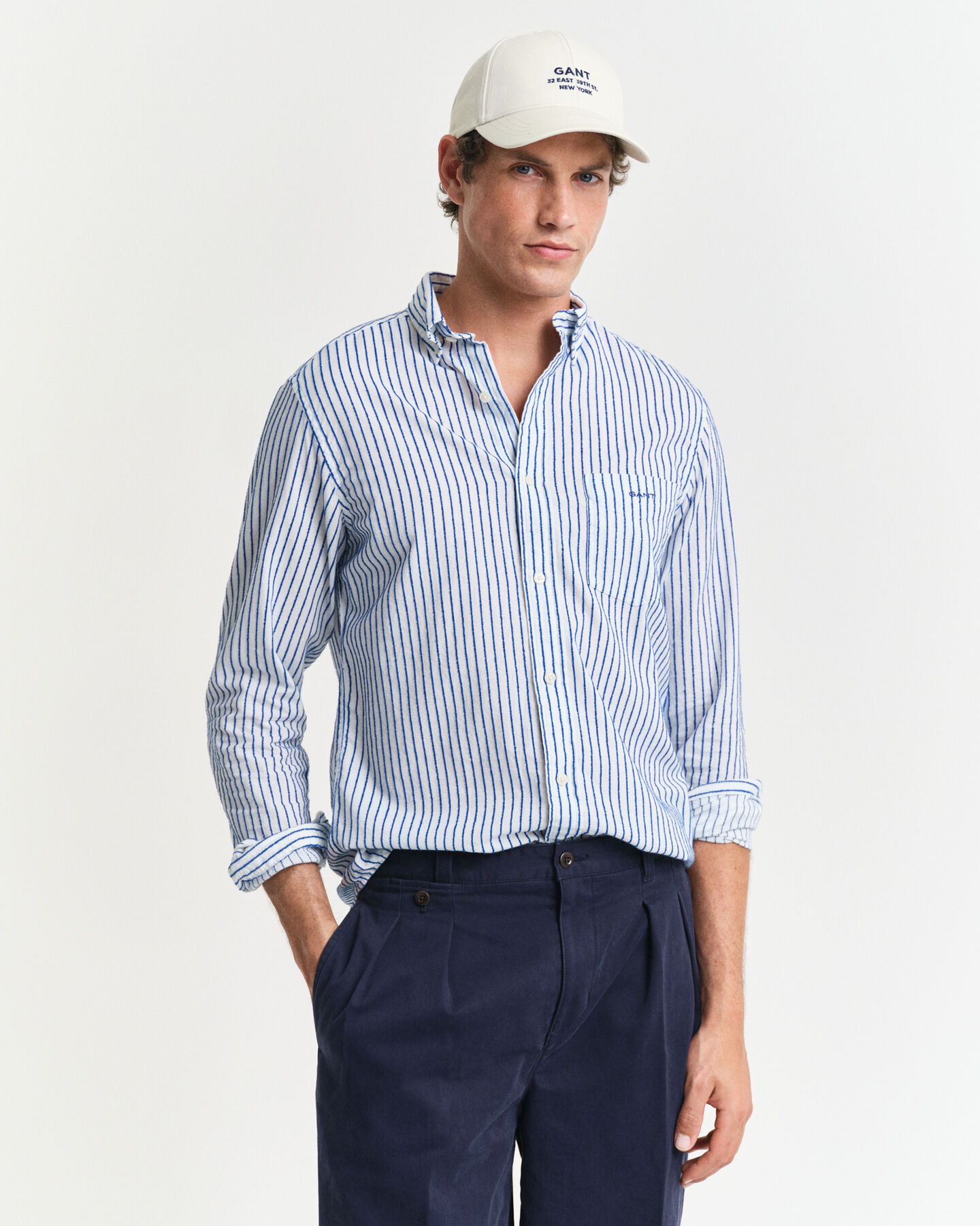 Camicia a righe testurizzata regular fit