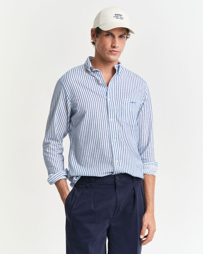 Camicia a righe testurizzata regular fit