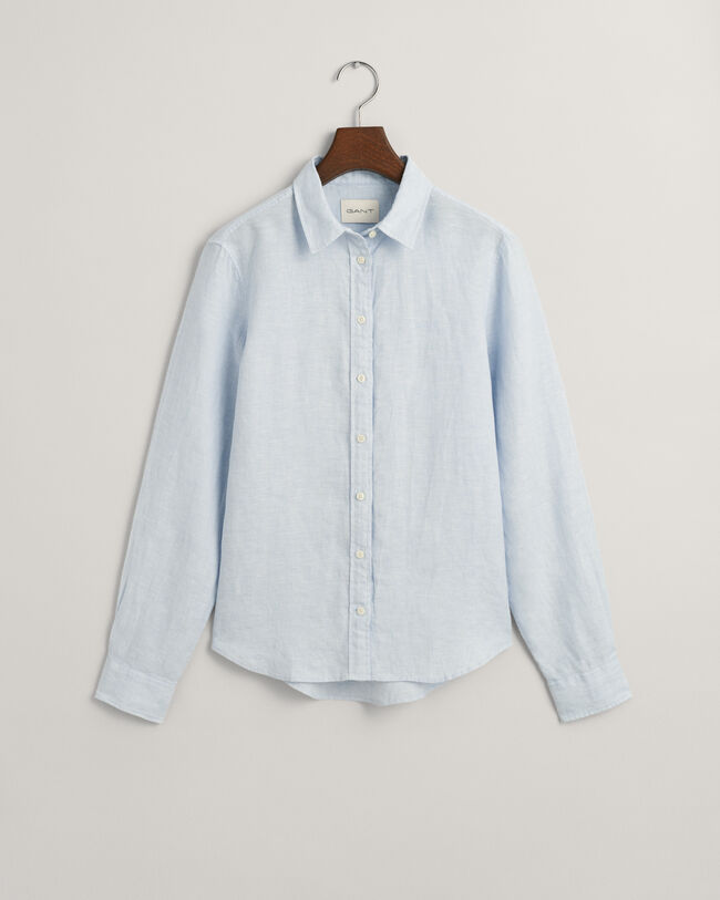 Camicia di lino a quadri in chambray regular fit