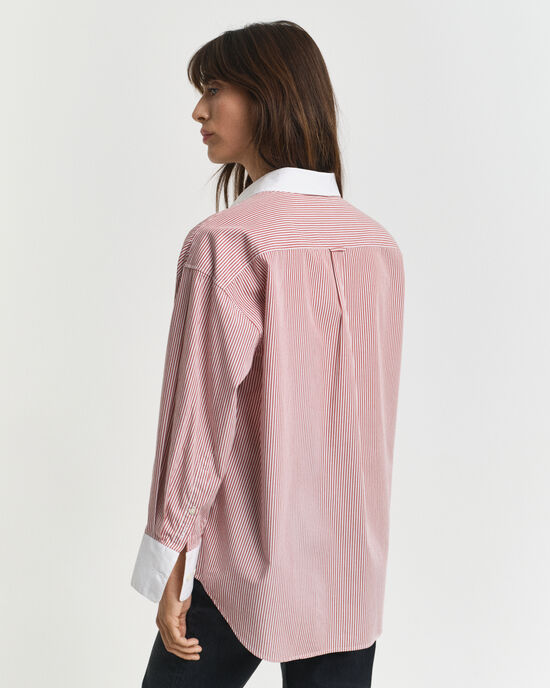 Camicia a righe con colletto a contrasto oversize