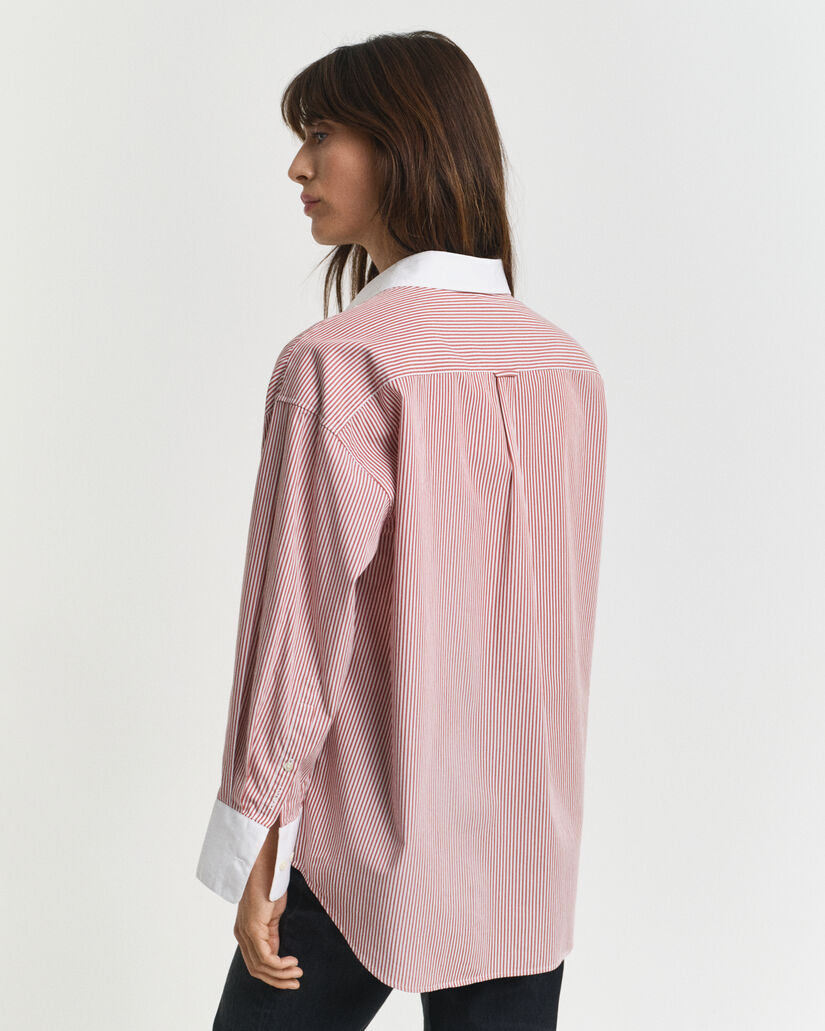 Camicia a righe con colletto a contrasto oversize