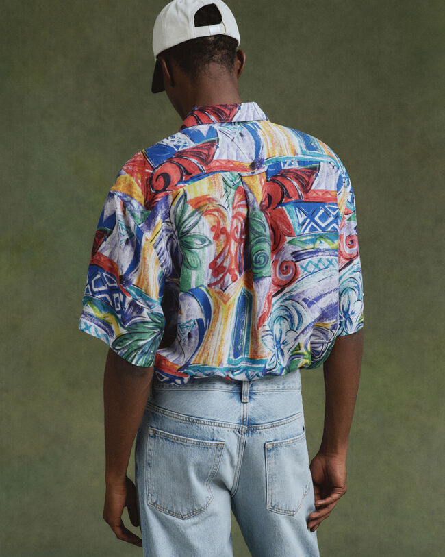 Camicia in seta con stampa relaxed fit