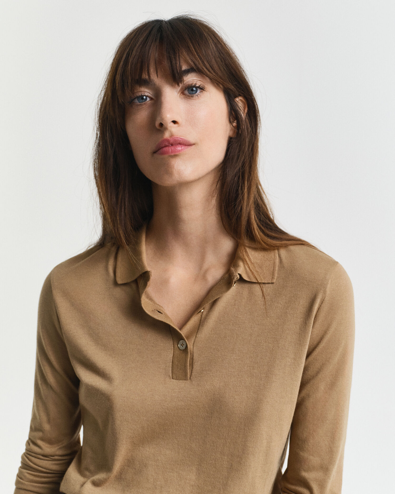 Polo a maniche lunghe con bottoni e senza cuciture