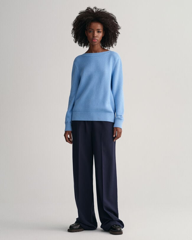 Maglia Textured con scollo a barca in cotone