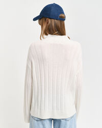 Maglia con colletto dritto in lana a coste ampie