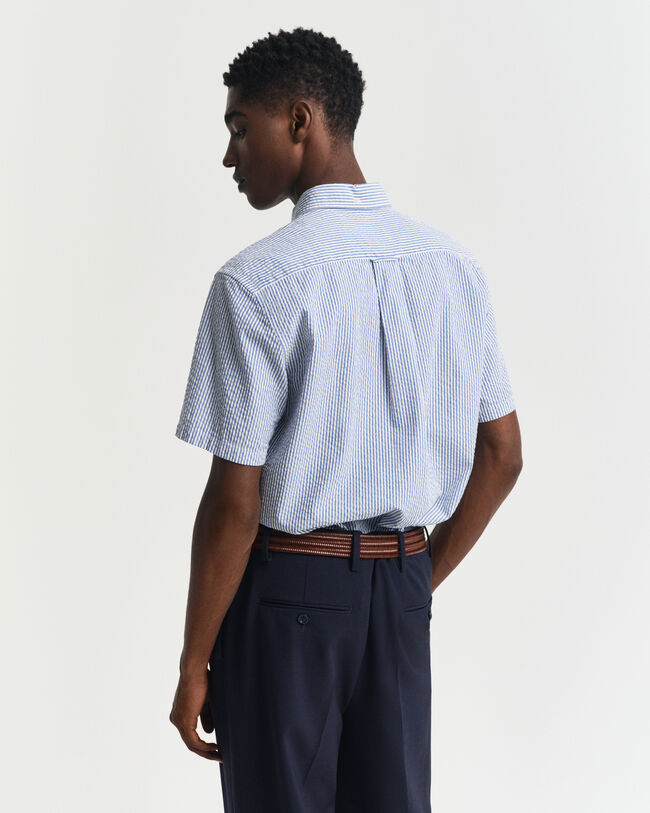 Camicia in seersucker a righe a maniche corte regular fit