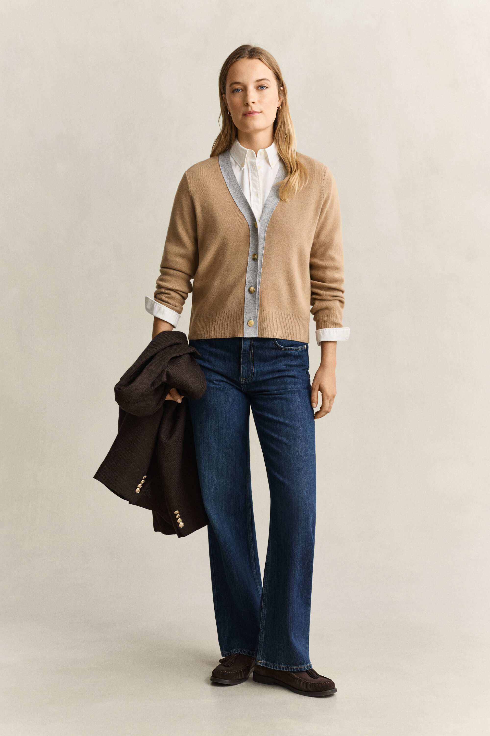 Cardigan in colore a contrasto