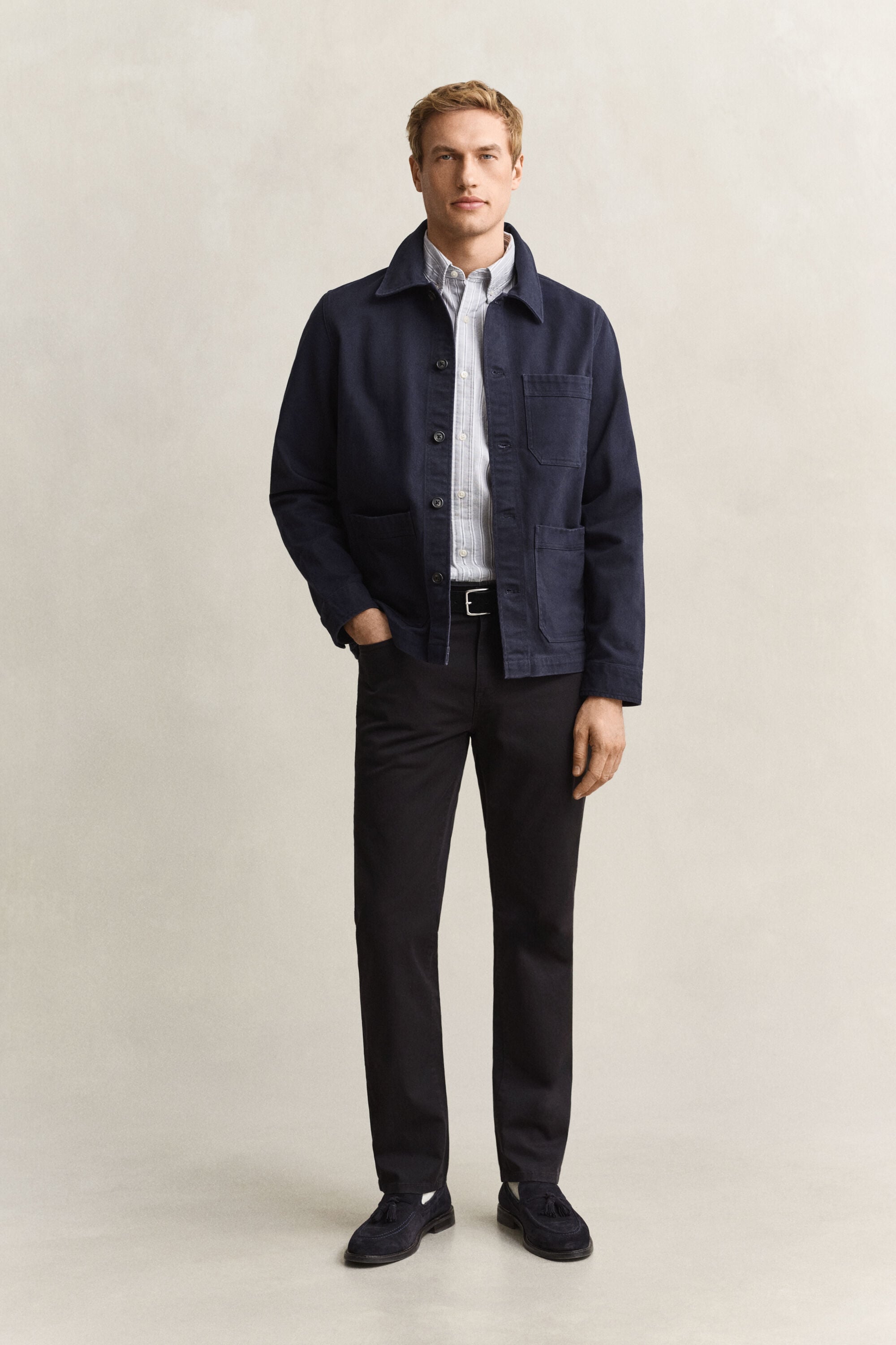 Camicia giacca in twill spazzolato