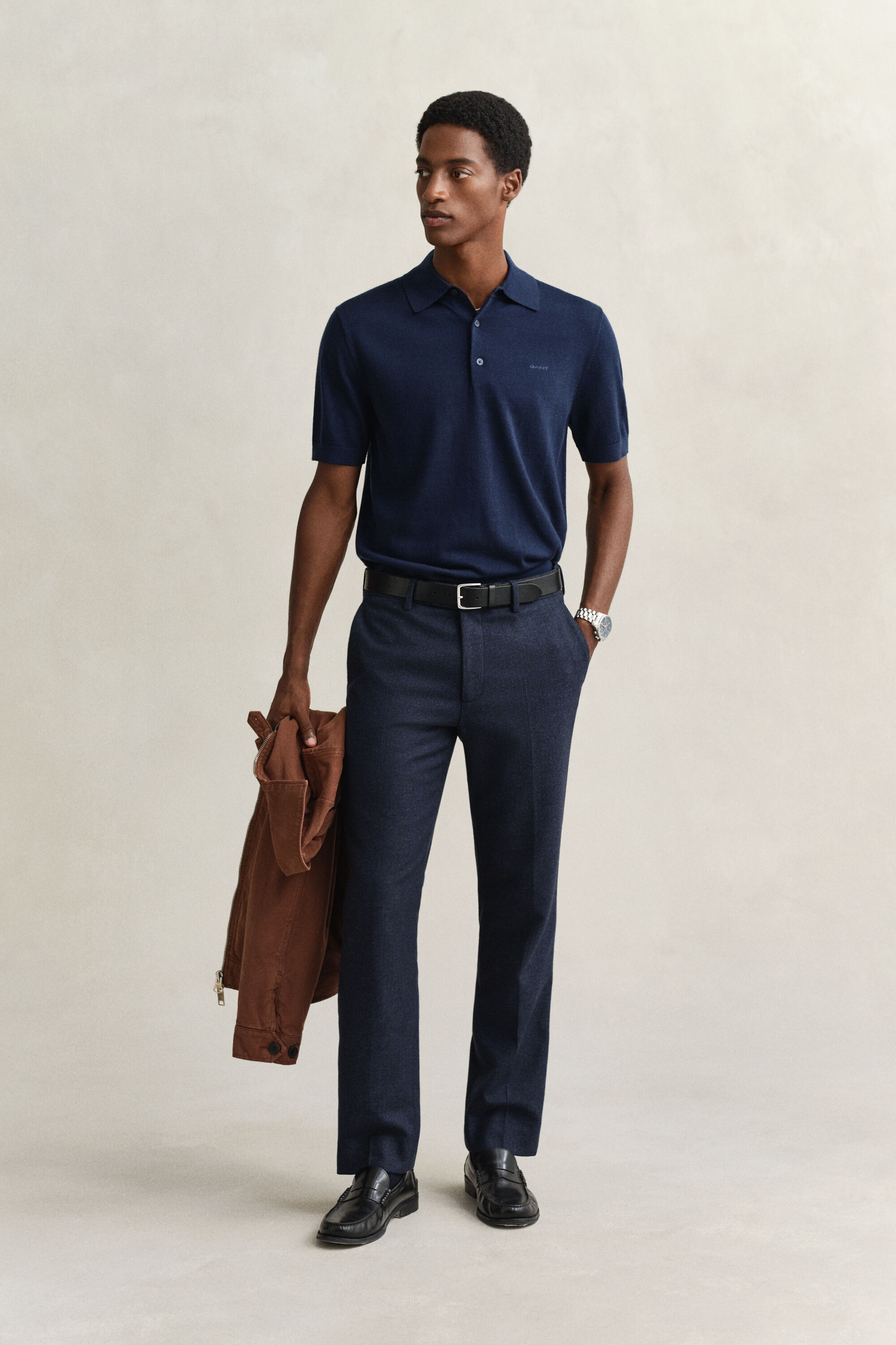 Polo a maniche corte realizzata in pregiata lana merino