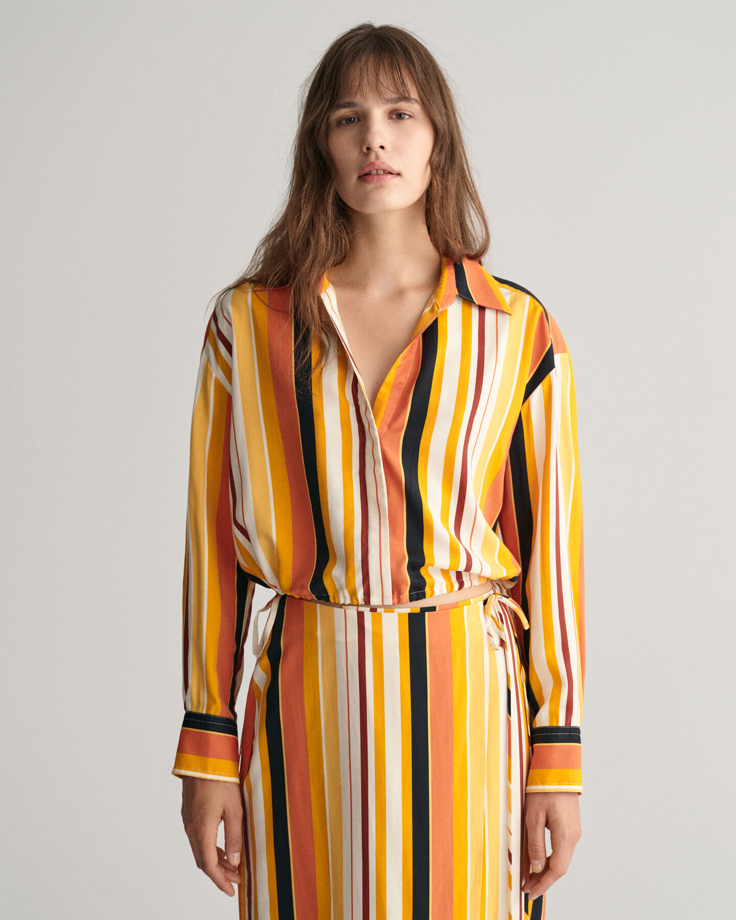 Camicia con laccetto a righe relaxed fit