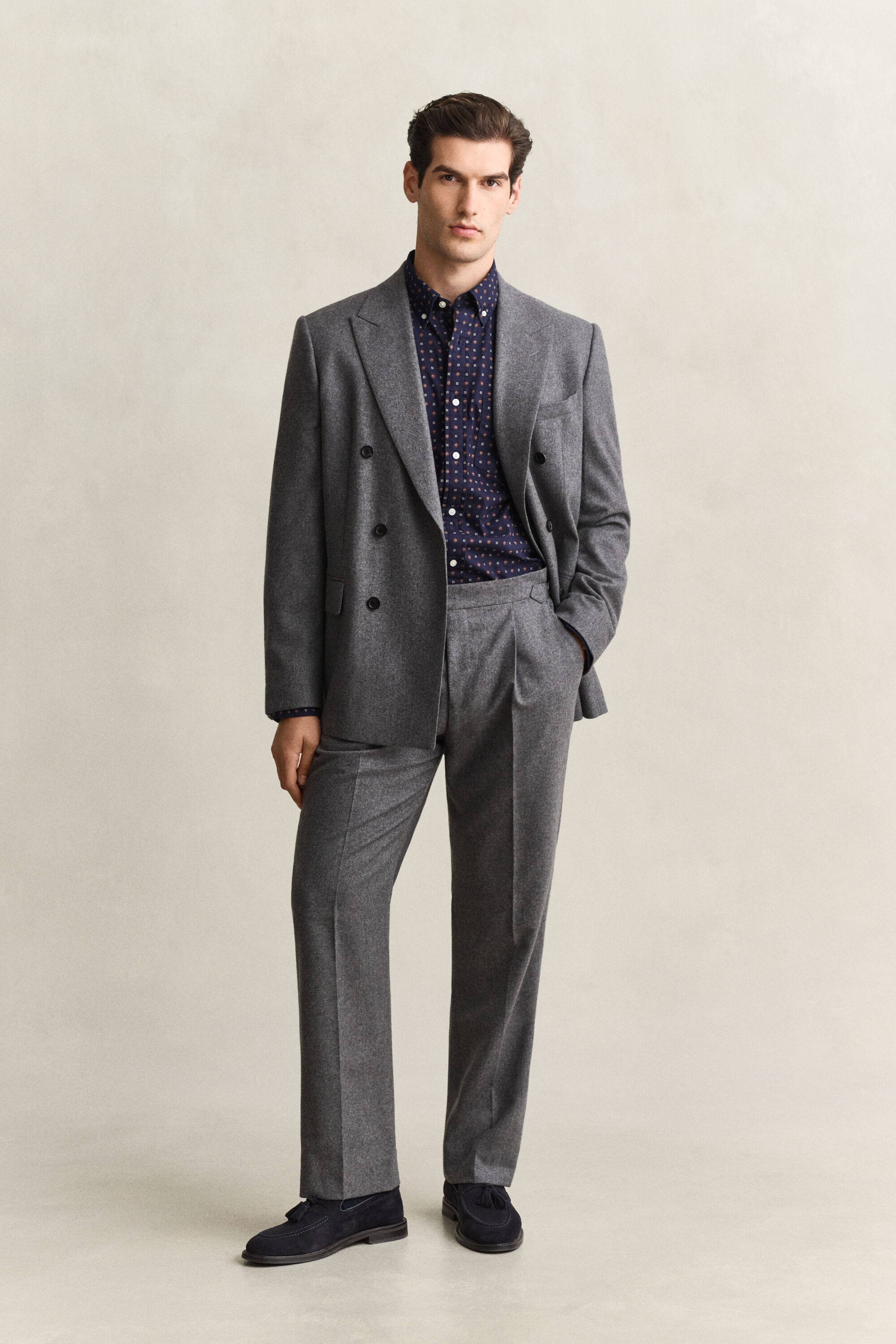 Camicia in twill con motivo cachemire