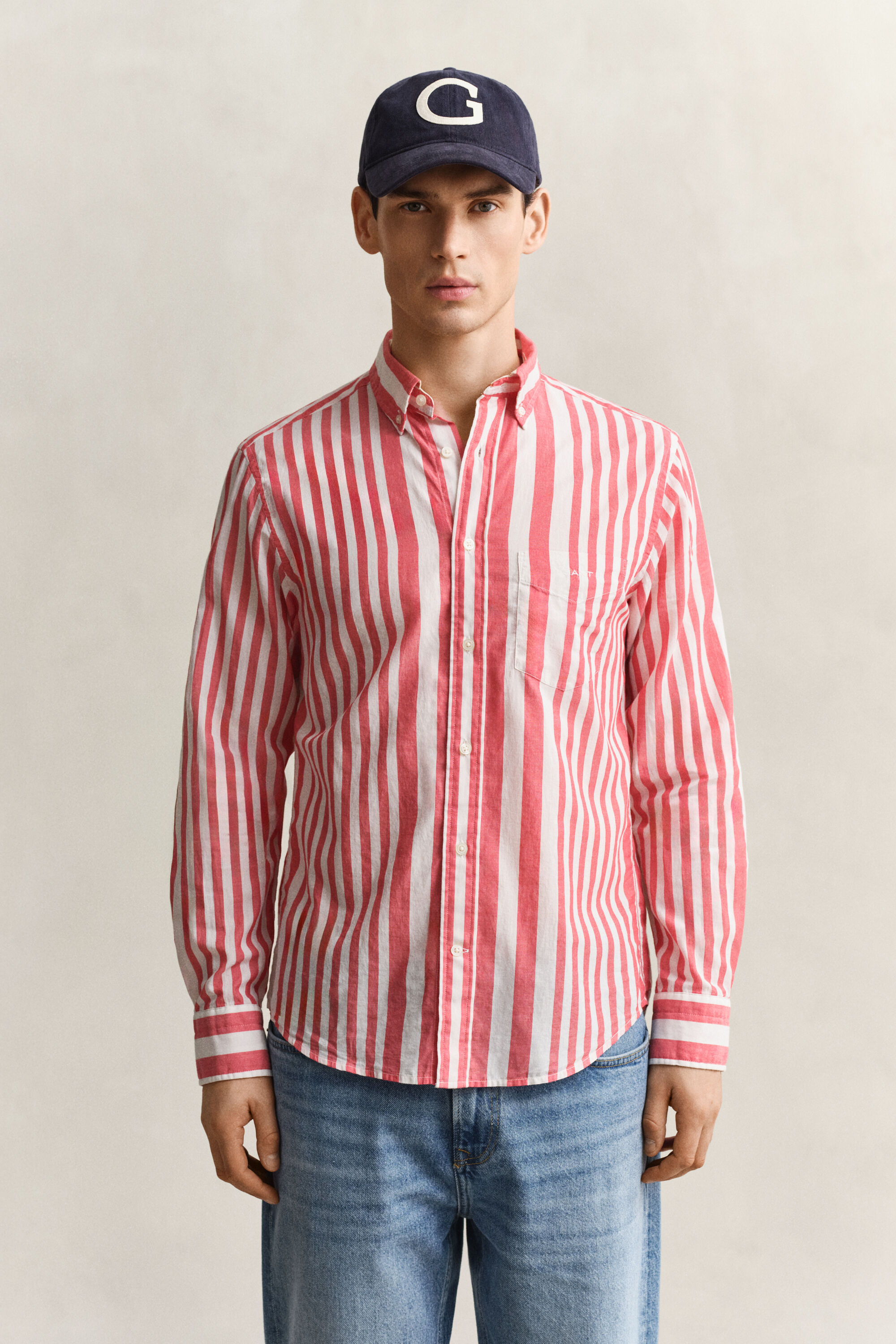 Camicia in voile in cotone a righe