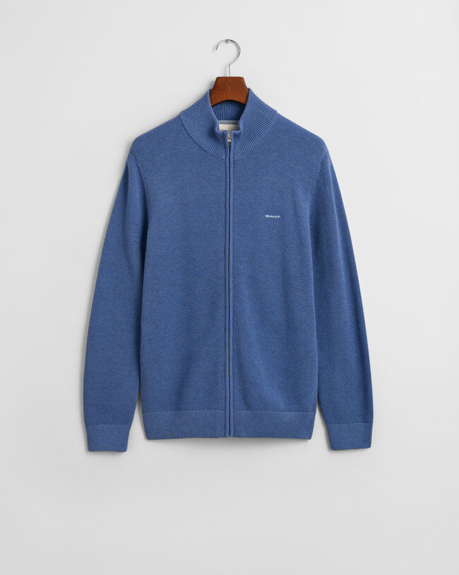 Cardigan con zip in piqué di cotone