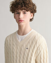 Maglia con scollo a V a trecce Shield Teens