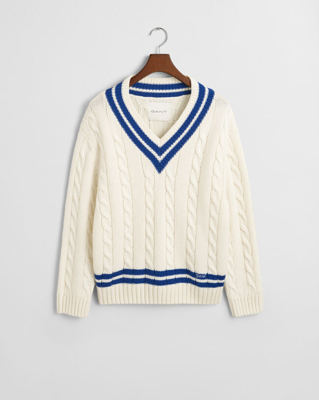 Maglia con scollo a V a trecce