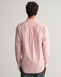 Camicia in misto cotone-lino a righe regular fit