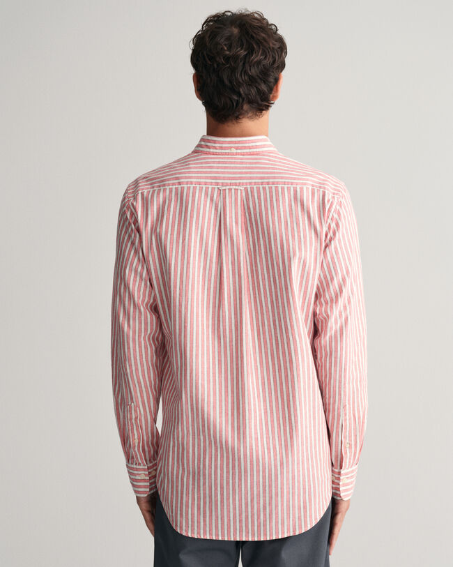 Camicia in misto cotone-lino a righe regular fit