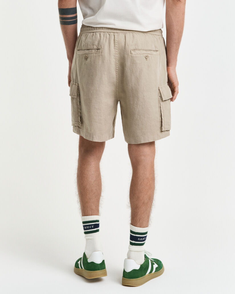 Pantaloncini cargo di lino regular fit