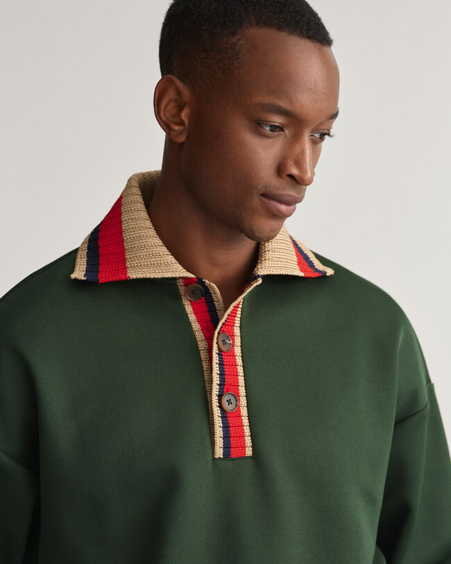 Rugger di felpa con colletto in maglia