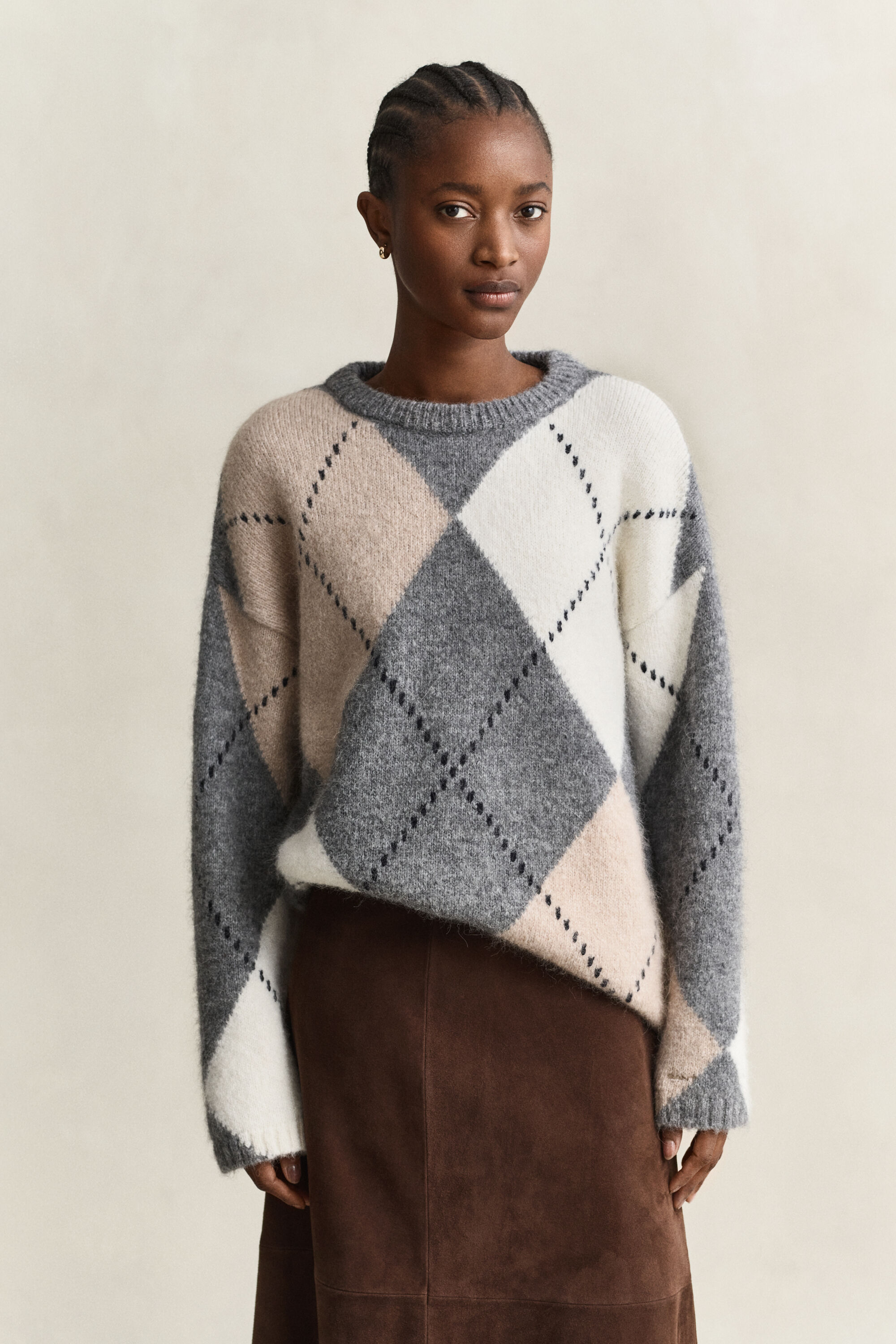 Maglia a rombi in misto lana d'alpaca