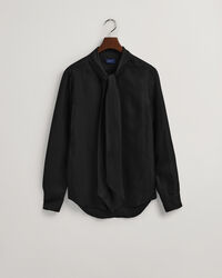 Camicia con fiocco tinta unita slim fit