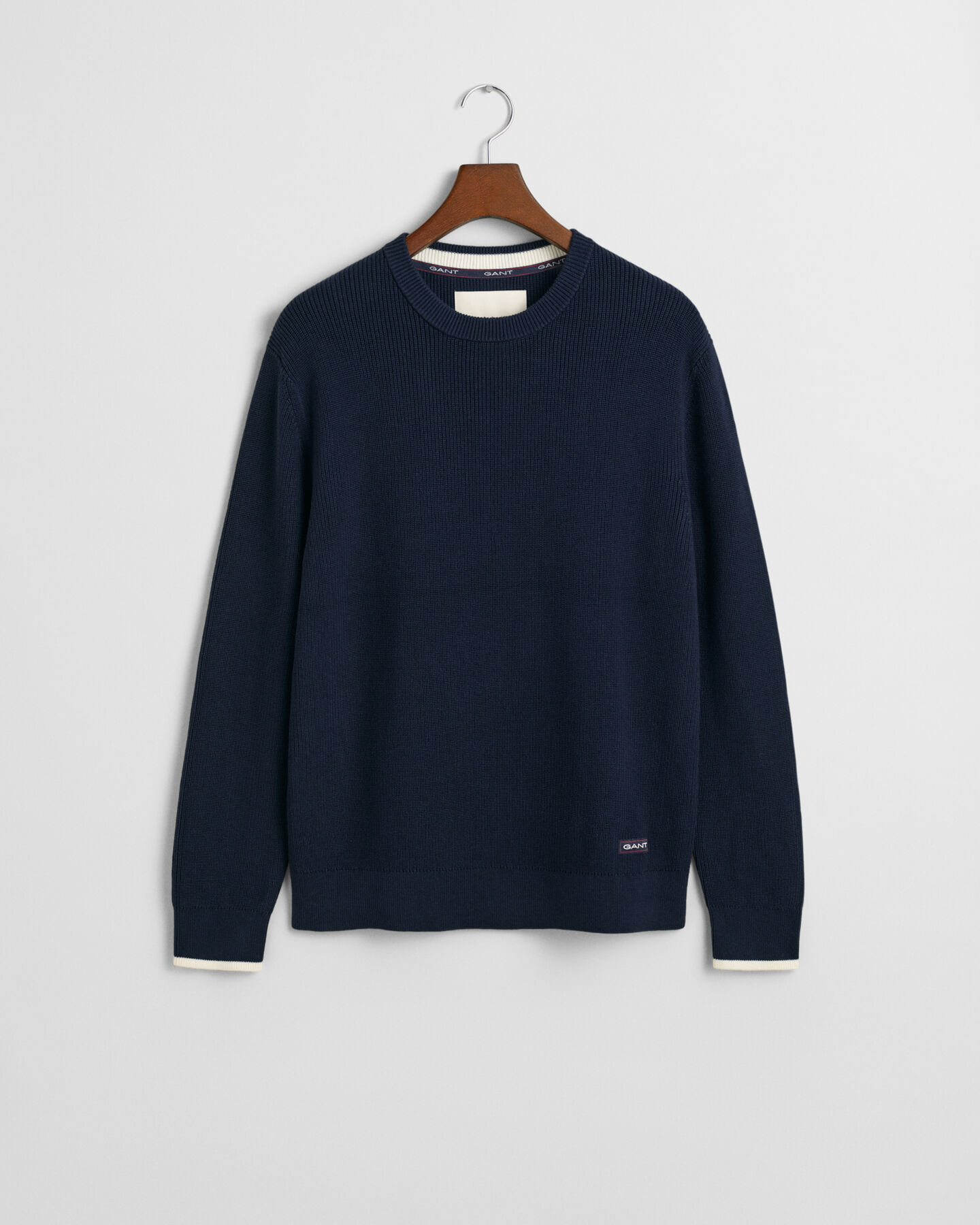 Maglia girocollo in cotone a coste