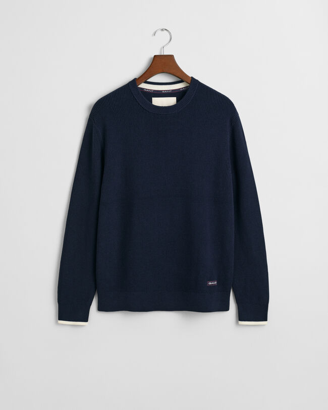 Maglia girocollo in cotone a coste