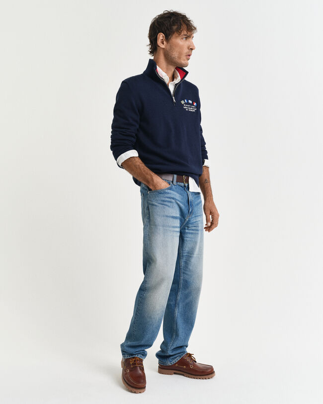 Maglia con zip corta Nautical e bandiere