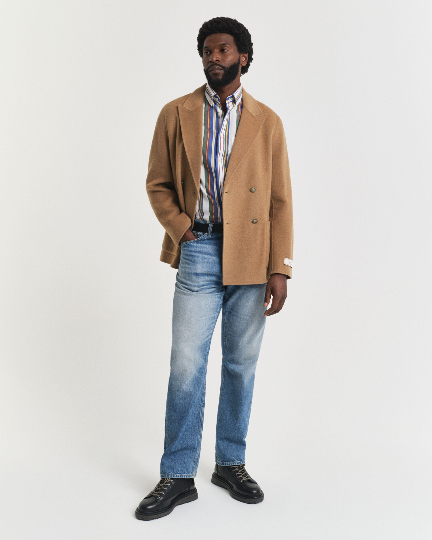 Camicia classica in popeline a multirighe regular fit