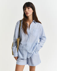 Camicia seersucker a righe tono su tono relaxed fit