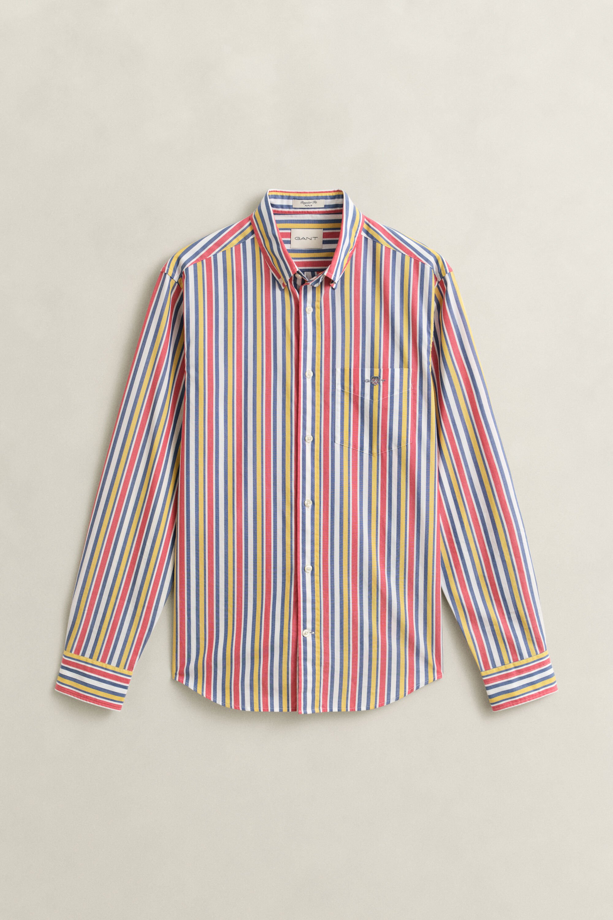 Camicia in popeline a righe multicolore
