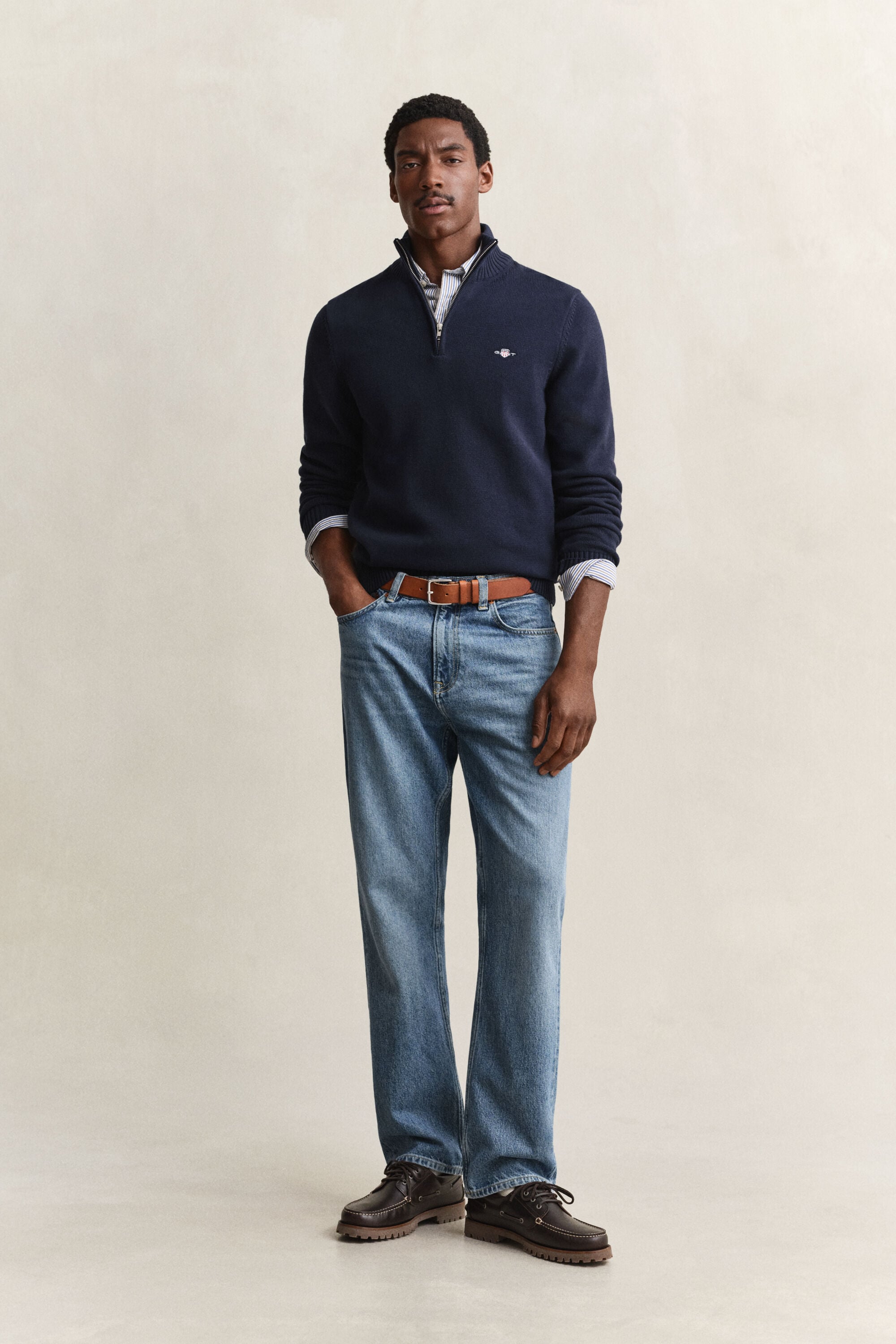 Maglia in cotone casual con zip corta